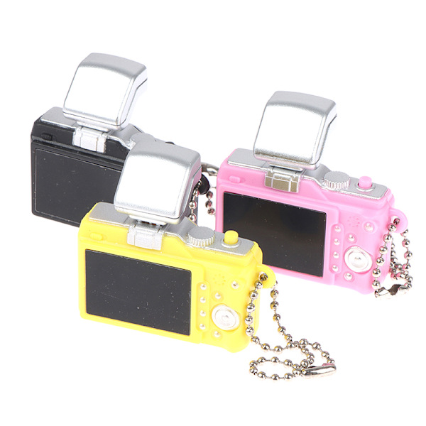 Mini digitalkamera modell 1:12 Dockhuskamera LED-blixtnyckel Yellow