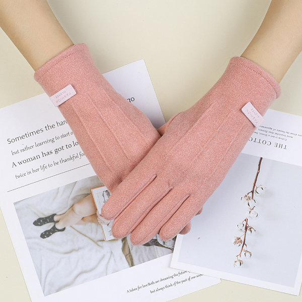1Pair Winter Warm Touch elegantit yksinkertaiset kashmirkäsineet paksuuntumaan Pink
