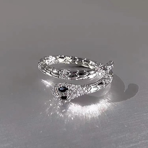 Gothic Open Snake Ring Justerbara Djurringar För Män Kvinnor Fa