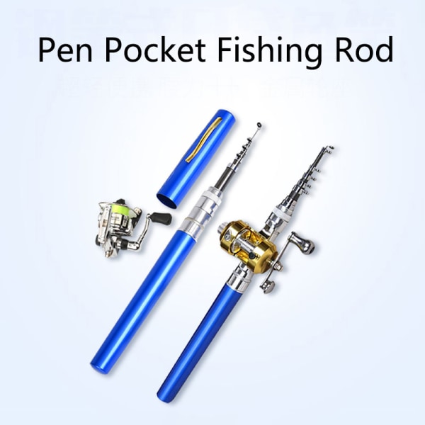 Outdoor Stream Portable Pocket Teleskopisk Mini fiskestangstang Blue