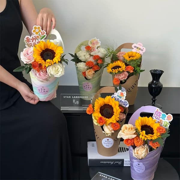 5 st vattentät blomlåda tjock bukett handväska blomförpackning A5