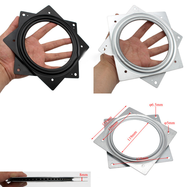 360 graders fleksible roterbare plater med rullelager dreieskive Black A7