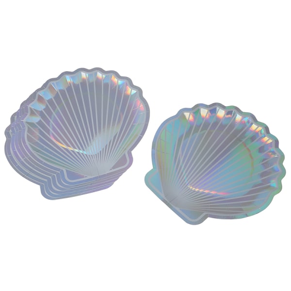8 kpl Iridescent Sparkle Shell Paperilautasia Mermaid Dish Theme W