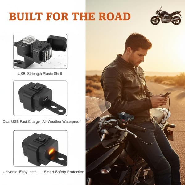 Motorsykkel USB-lader Styrelader Motorstyretelefon 1