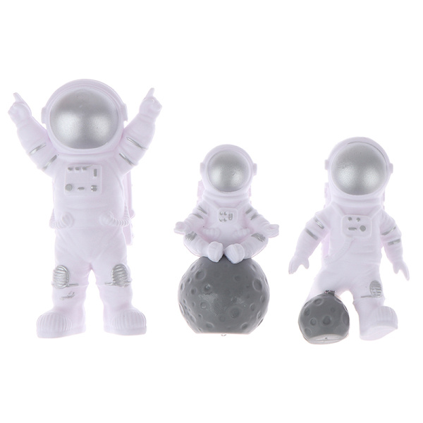 3 kpl Universe Rocket Astronaut Happy Birthday -kirjekoristeita Silver