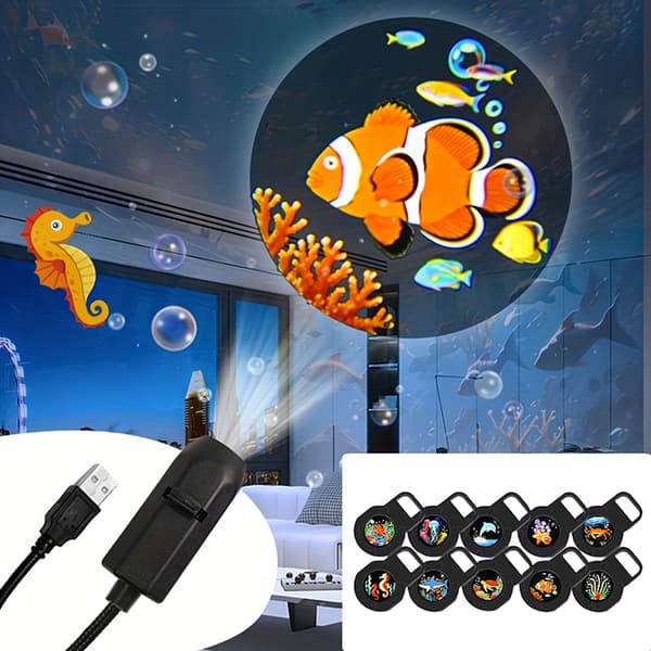 LED-projeksjonslys USB LED-projektor LED USB Ocean Life LED P