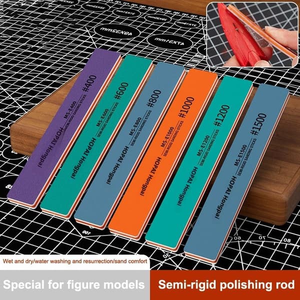 400 til 1500 Mesh Halvstive Pussepinner for Plastmodeller B