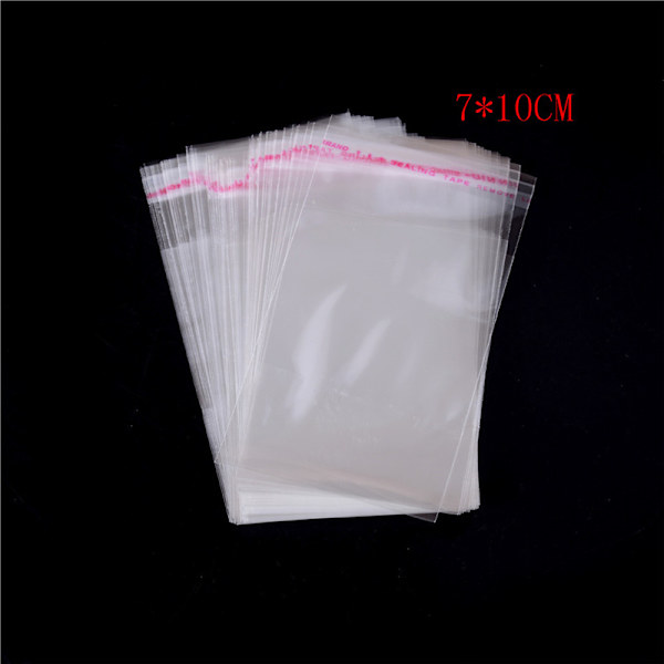 100 stk/pose OPP Clear Seal Selvklebende plastsmykker Hjem Pa 7*10CM