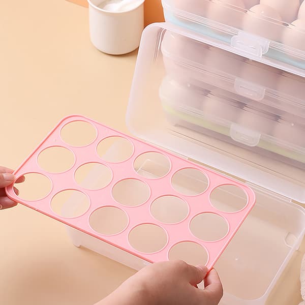 15 Grids Äggförvaringslåda Case PP-väska Ägglåda Pink