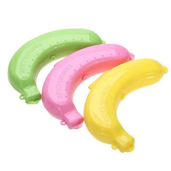 e 3 Färger Fruit Banana Protector Box Holder Case Lunch Innehåll Green