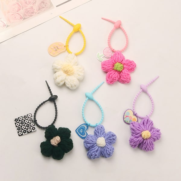 Color Knit Flower Nøgleringe e Creative Keychain Bag Pendant Deco A3