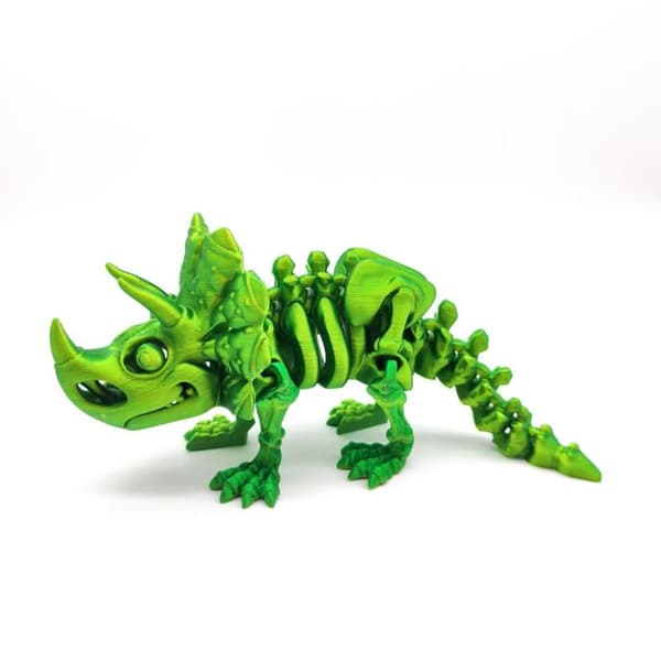 3D-printet skjelett Triceratops Artikulerte actionfigurmodell Orange