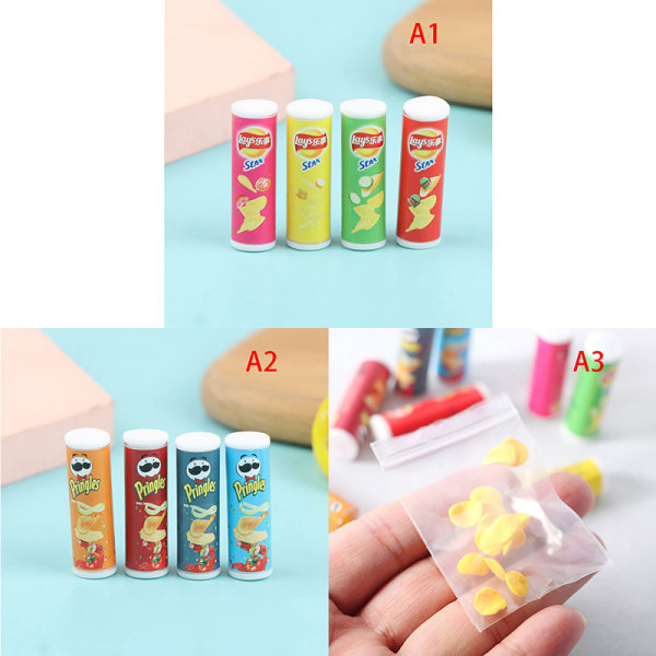 4st/ set 1:12 Dollhouse miniture Simulation Potatischips flaska A1