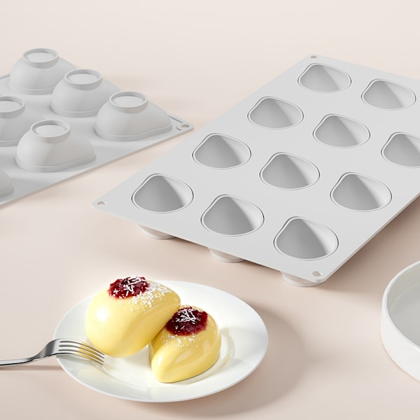 Mango Silikonform 6/12 Hålrum Mousse Tårtbakform White 12