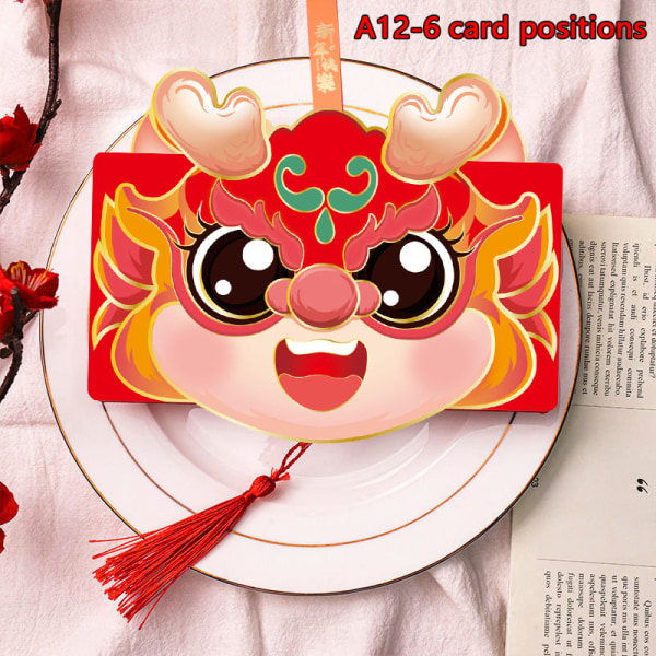 6 Slots Red Envelope uudenvuodenkoristeet Dragon Year HongBao E A12