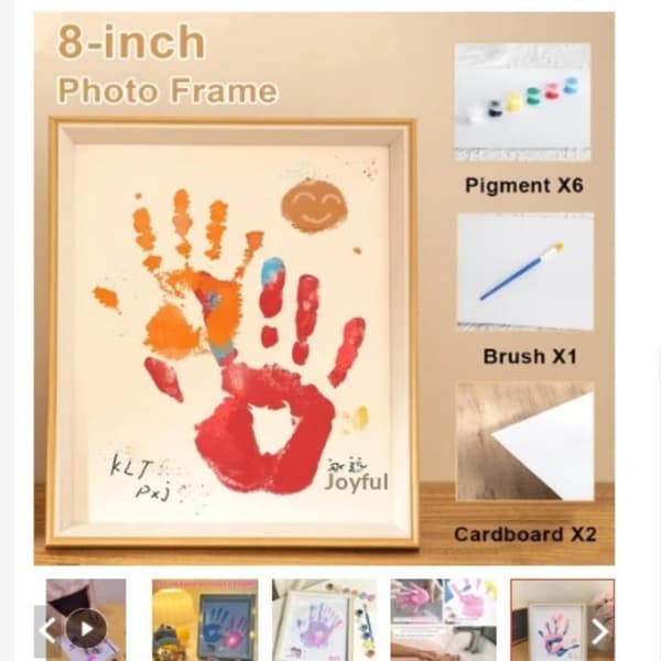 DIY Par Handmålad Skuggbox Ramset Trä Handavtryck Foto 1