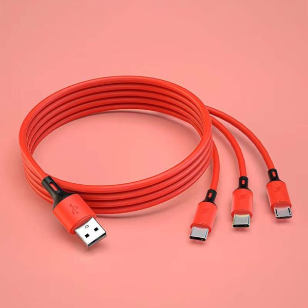 3 i 1 USB Typ C-kabel Micro USB -tråd för IPhone 14 13 Pro Max Red