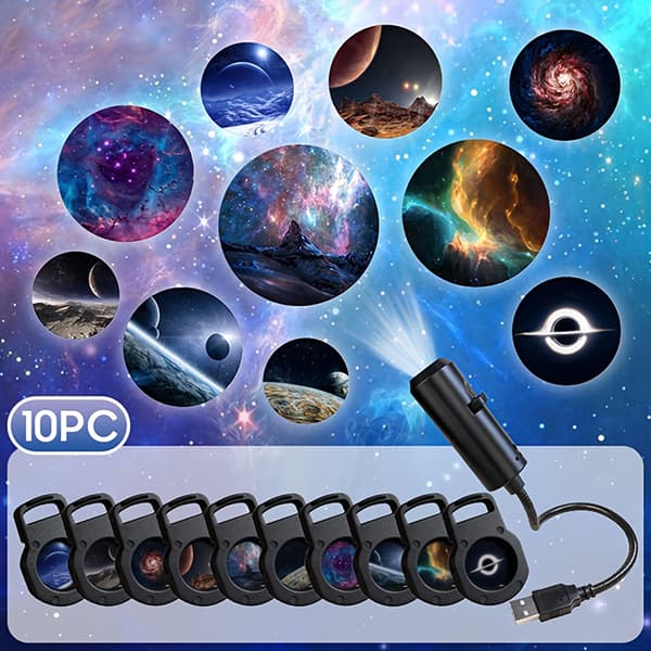 LED Galaxy Projektionslys 1 Lys + 10 Billeder Skift