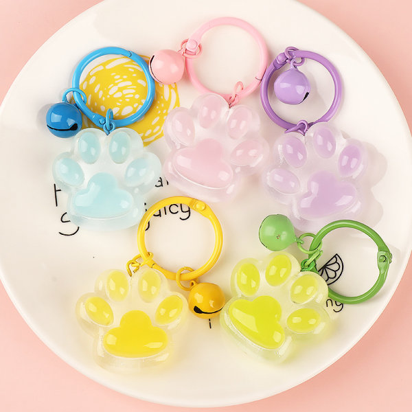 Luminous Cat Claw Key Chaw Color e Pendant Bell Keyring Charms Blue