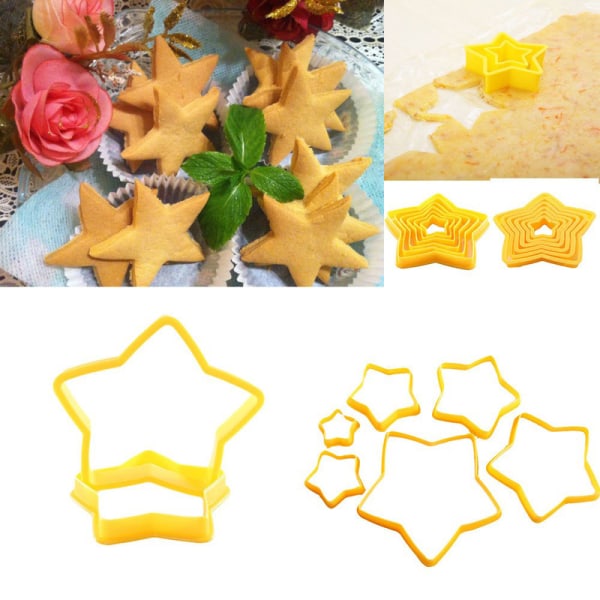 6 Stk/sett Juletre Cookie ter Stjerner Form Kake Kjeks ter