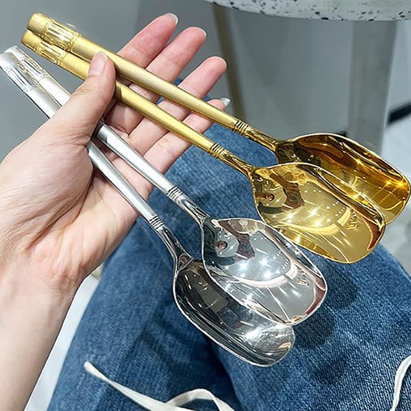 Rustfrit stålske Tykke Langgrebssuppeske Til Hot Po Silver