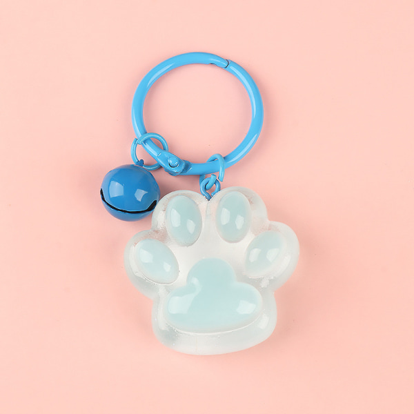 Luminous Cat Claw Key Chaw Color e Pendant Bell Keyring Charms Blue