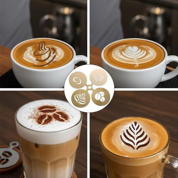 4 stk/sett kaffemal i rustfritt stål kakekjeks kaffedekor Silver