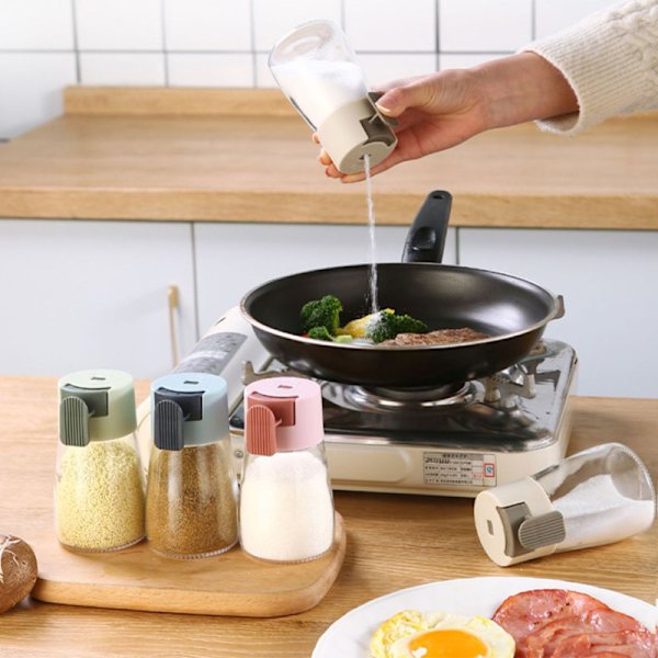 Push-Type måling Saltkontrollflaske Kvantitativ saltrist Beige