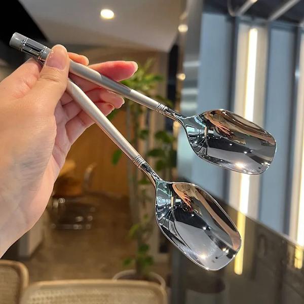 Creative Langt Håndtag Væghængende Ske Rustfrit Stål Dessert Silver