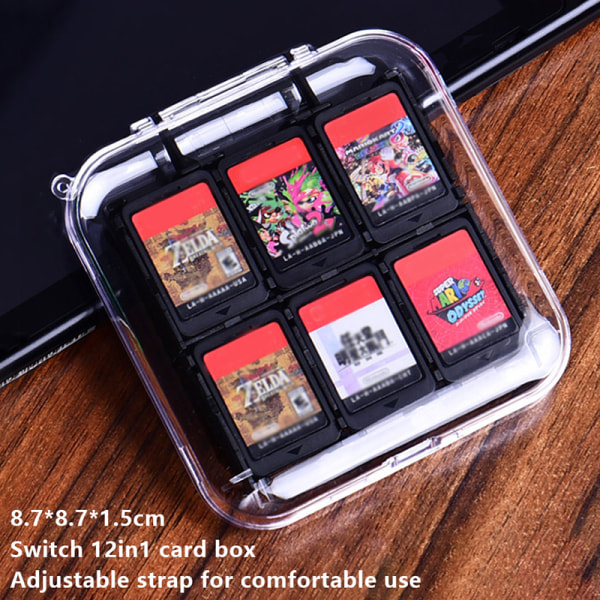 Case för Switch/Switch Lite/Switch OLED 12-kassetter Transparent