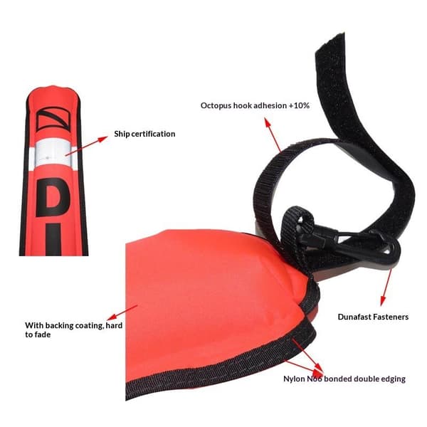 Dyk SMB Boj Synlighet Säkerhet Uppblåsbar Scubadykning Surf 120cm×15cm