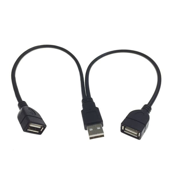 Laadukas USB 2.0 -kaapeli 1 naaras 2 urospuoliseen USB-virtalähteeseen A2