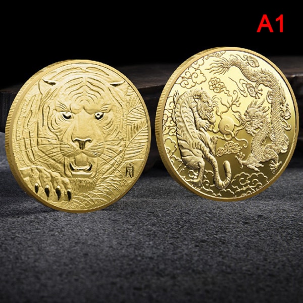 Tiger Original China Zodiac Tiger Coins Dekorasjonshåndverk Comme Gold