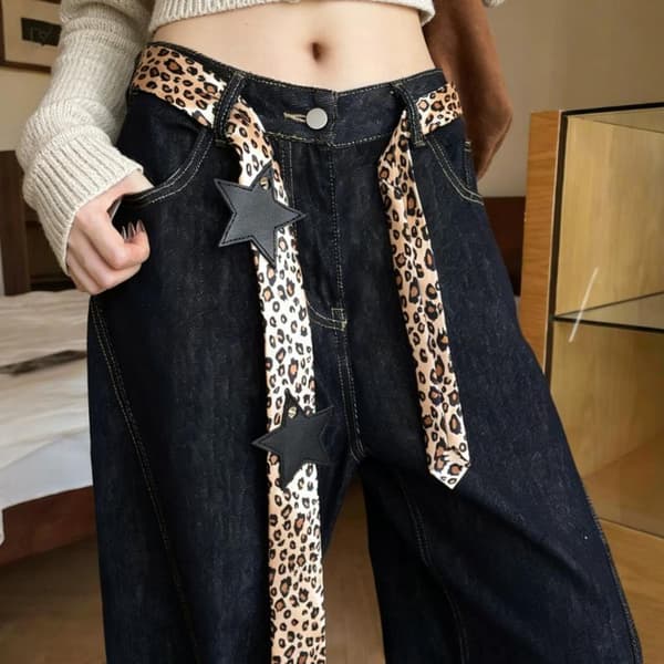 Mode Prik Jacquard Tørklædebælte Trendy Kantet High-End Lang Talje A3