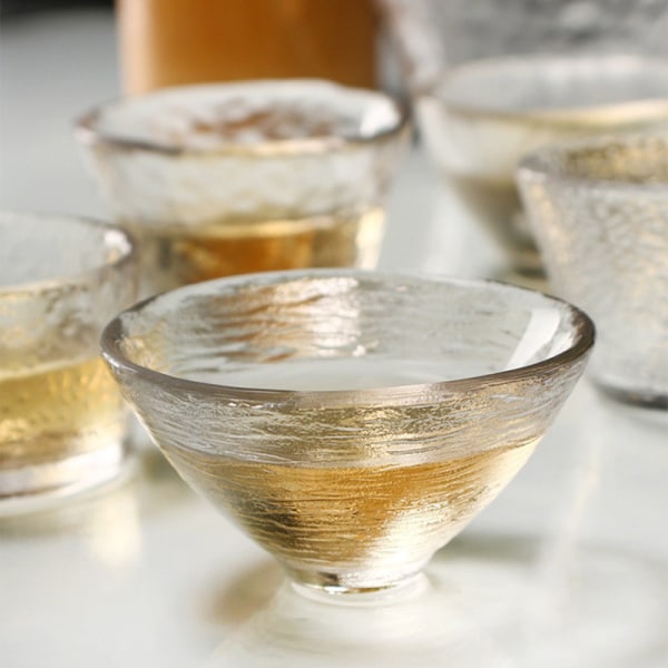 -tyylinen Käsintehty Hammered Glass Pieni Teekuppi Sake Cup Tea Lasi E