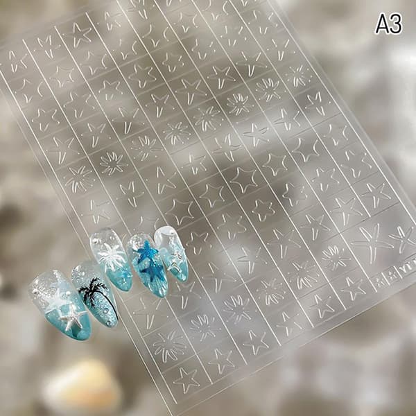 Negle udhulede klistermærker Ocean Shell Søstjerne Design Decals Klæbemiddel A3