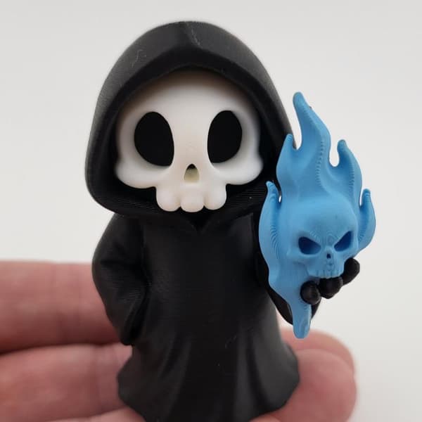 Halloween Grim Reaper Figurstatue Med Blå Flammeskal A1