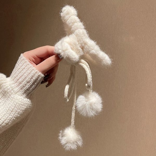 Ensfarget Plysj Hårklo Clip Fluffy Elegant Anti-skli Coffee