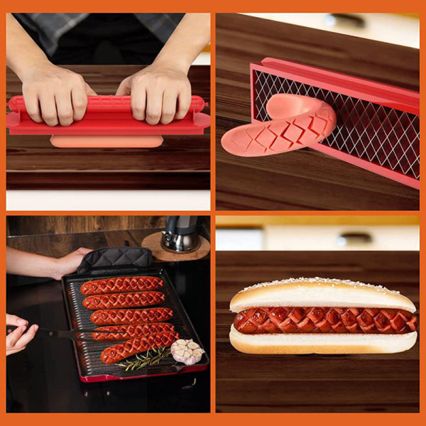 Hot Dog ter skjæreverktøy for BBQ bærbare pølseskiver Kitch Red