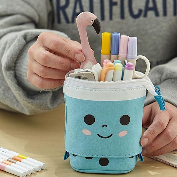 Pysyvä case ja teleskooppinen kynäpidike Kawaii-paperi Coffee