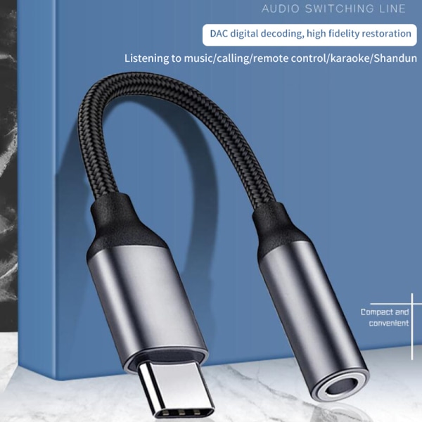 USB Type C 3.5mm kuulokeliitäntään Digital o Muunnin o Aux Cab A1
