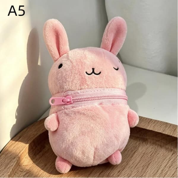 1 st Mini Rosa Fluffig Myntväska Nyckelring Väska Hörlursfodral A5