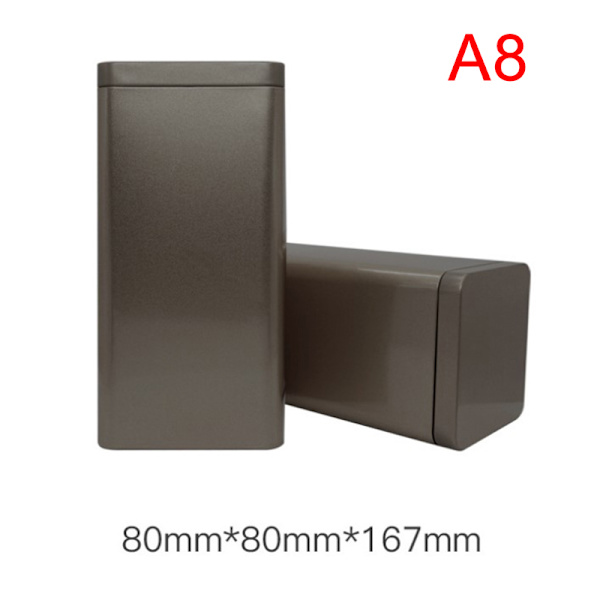 1 stk tedåser Firkantet metalemballage Opbevaringsboks Etui Lille dåse Silver 11cm