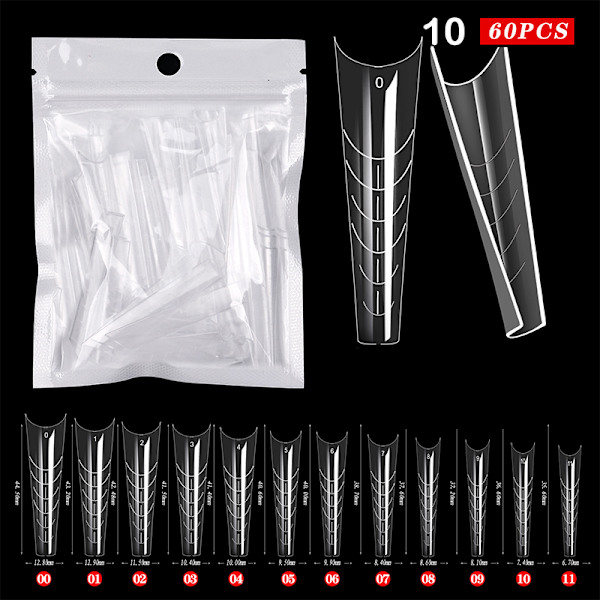 60st ABS-förlängningsnagelformer för UV-gellack False Nail Art 10