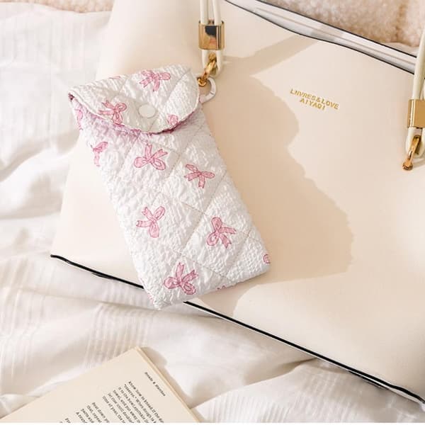 n Style Bomullsbrilleoppbevaringsveske Søt Leppestiftveske Multifunksjonell Rose red