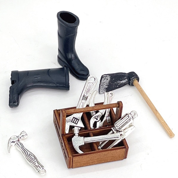 7 Stk 1:12 Dukkehus Miniatyr Reparasjonsverktøy Hammer Modell Dekor