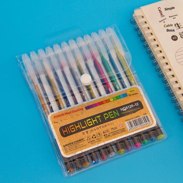 1 sæt 6/12/18 farver glitter gelpenne til journaling studerende Hi A1