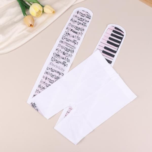 Kvinner Sexy Piano Noter Strømper Kvinnelige Lårhøye Strømper Single-sided