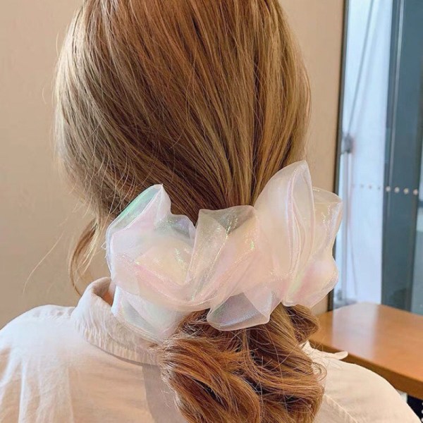 Organza Scrunchies Elastisk hårbånd til kvinder n Elegant hestehale H L