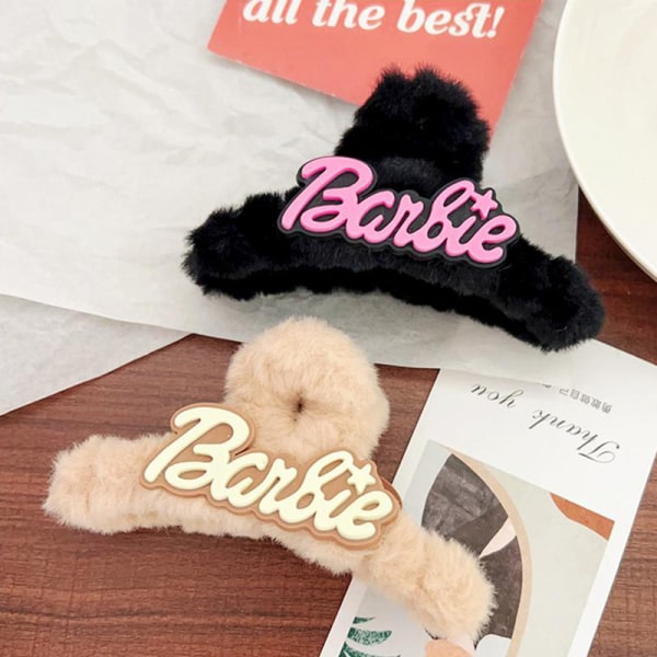 Trendy Barbie Letter Plys Hårklo Enkel Furry Hårklemme Fo A2